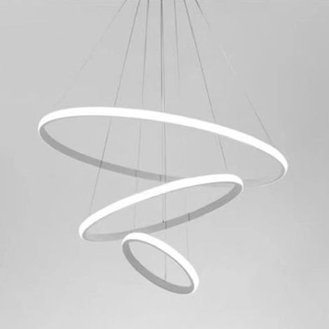 TrAdE Shop Traesio - Lampadario Sospeso Led 100w 3 Cerchi Pendente Anelli Bianco Luce 6500k Moderno 50309 - (1/5)