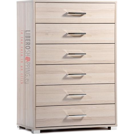 Cassettiera in legno con 6 cassetti 81x118h cm Rovere (1/2)
