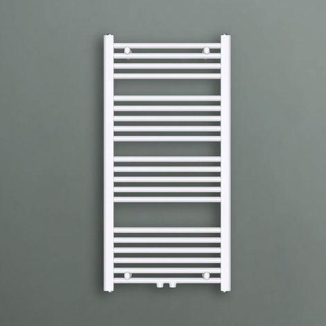 Mai & Mai Radiatore Piatto da Bagno 100x50cm, Radiatore Scaldasalviette Termoarredo da Bagno Riscaldamento Elettrico o da Acqua Calda RHE Scalda Portasciugamani in Acciaio, Bianco