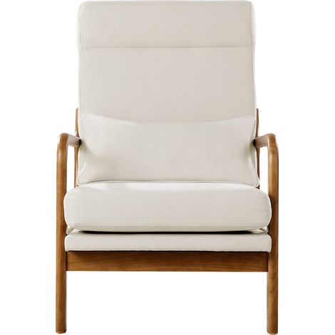 Mophorn Sillón con respaldo alto, diseño moderno de mediados de siglo, estructura de madera sólida y patas antideslizantes, tapizado en lino con cojín grueso de 13,5 cm para sala de estar (1/5)