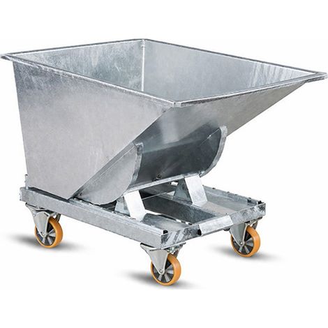 Benne roulante à déchets auto basculante galvanisée - Capacité 300L - Charge max 2500kg - anticorrosion - 2015140302-R
