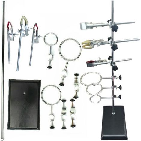 Laborstativ Laborständer, Eisenmaterial,Laborstativ Platte Stab Klemme Muffe für Chemie Physikalische Experiment 60cm (1/5)