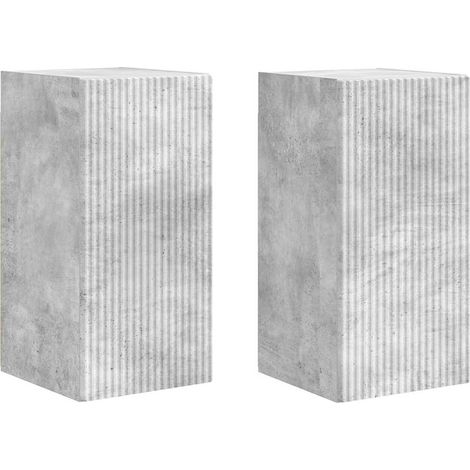 Meuble TV Banc TV Armoire TV mural 2 pcs Béton 30 x 31 x 60 cm Bois d'ingénierie (1/5)