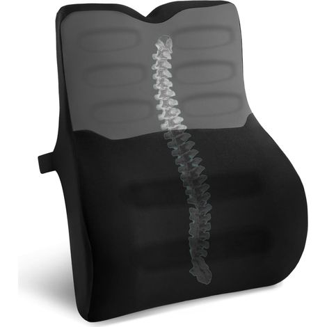 Coussin Lombaire Voiture, Coussin de Soutien Lombaire, Mousse à Mémoire de Forme Coussin Dorsal Ergonomique pour Bureau Chaise, Noir (1/5)