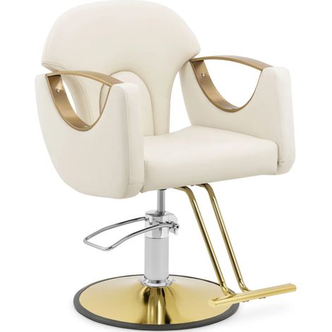 Physa – Fauteuil de coiffeur réglable 55-65 cm – Repose-pieds rotatif 360° – Design crème élégant pour salon de coiffure (1/4)