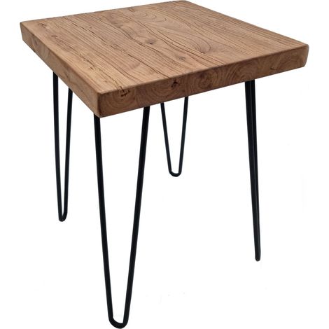 Beistelltisch Ulme massiv - eckig / 40cm - Holz Metall Deko Couchtisch Blumenhocker
