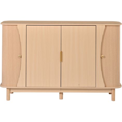 Credenza in MDF 140x40x88 cm con 2 porte scorrevoli, colore naturale (1/5)