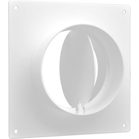 Wall flange, Diameter 150 mm, Non-return valve, White PVC, For HVAC ventilation duct (1/5)