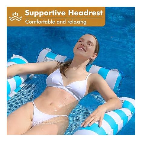 Hamac Gonflable Piscine Bouée Piscine Adulte avec Filet Fauteuil Flottant et Matelas Piscine Gonflable Chaise Longue Flottante pour Adultes et Enfants Plage Piscine Vacances 120 cm (1/2)