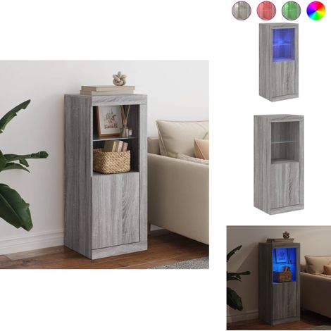 Buffet avec lumières LED sonoma gris 41x37x100 cm - Buffet Design Moderne - Meuble Rangement - Luminaire Led Rgb - Armoire Lumineuse - Décoration Intérieur (1/5)