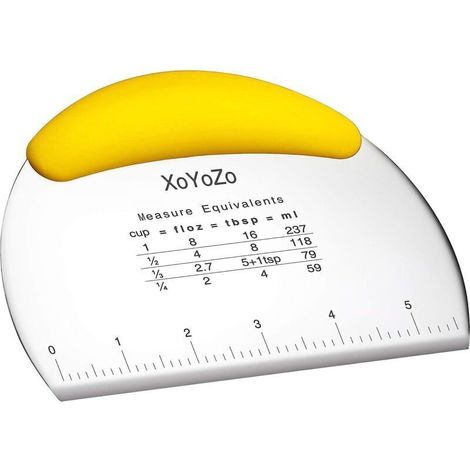 1 pcs grattoir à pâte à pâtisserie hachoir/grattoir à pâte en acier inoxydable avec poignée ergonomique en caoutchouc antidérapant/grattoir à pâte/coupe-pizza à pâtisserie professionnel (jaune citron) (1/5)