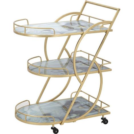 Servierwagen mauro ferretti 3 Ebenen Metall gold 71x45 cm