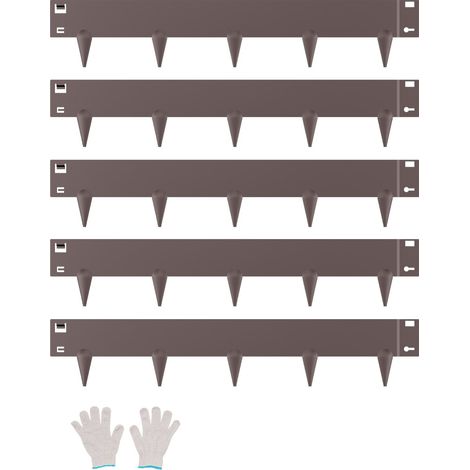 Bordure Jardin Acier 99x18,1 cm Lot de 5 Bordures Paysagères Marron pour Séparateur de Chemin Cour, Délimiter Pelouse, en Métal, Résistante à la Rouille, Bandes Flexibles, avec Paire de Gants (1/5)