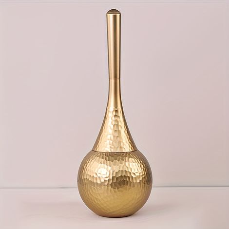 Brosse WC dorée de haute qualité avec base, brosse ménagère à long manche pour salle de bain et toilettes. (1/5)