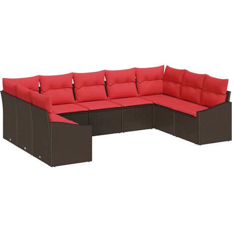 Sofa Set 9 pcs Brown [Synthetic]: Poly Rattan vidaXL (1/5)