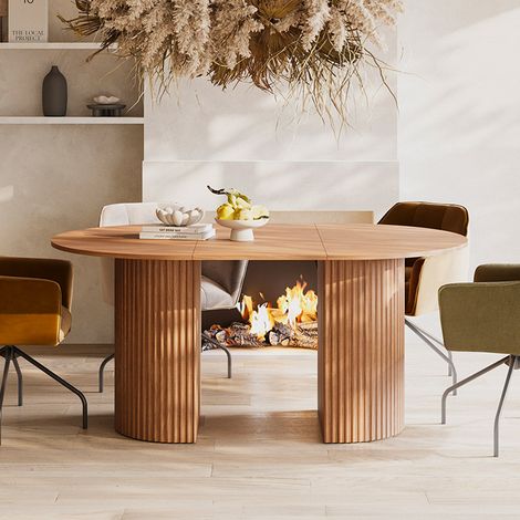 Ausziehbarer Esstisch 4 bis 8 Personen Canopée Dunkles Holz (1/5)