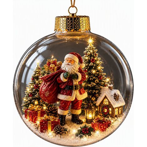 Boule à neige lumineuse en acrylique transparent, décor de Noël, château de glace 3D à suspendre au sapin, décoration de fêtes (1/5)