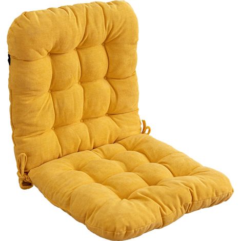 Coussinet de chaise intégré chenille uni jaune, sangle élastique 40×80cm, pour cuisine et salle à manger (1/5)