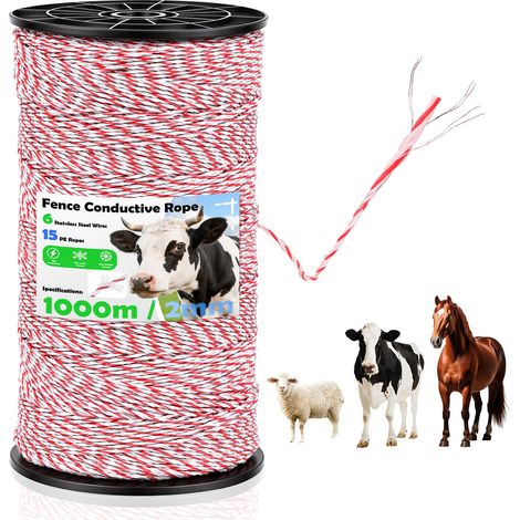 1000m Fil Clôture Électrique, 2 mm 6 Torons Corde de Clôture Électrique (1/5)