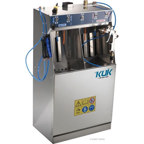 Laveur mural double pour pistolets – IWKKUIK – 2 circuits de lavage : solvant et hydro – Conforme ATEX Zone 1 – 450x280x840mm – Iwata