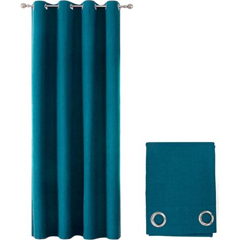 Tenda Oscurante 100% Porta Finestra 1 Pannello 140x280 Cm Isolante Termica Coprente Moderna - Blu Petrolio