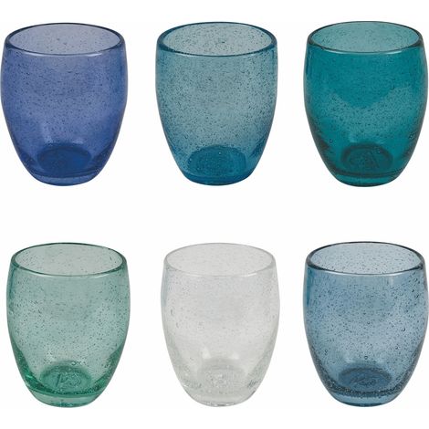 Villa d'Este Home Tivoli 5907747 Acapulco Marea Set 6 Bicchieri Acqua 300 ml vetro soffiato lavabili in lavastoviglie colore Multicolore