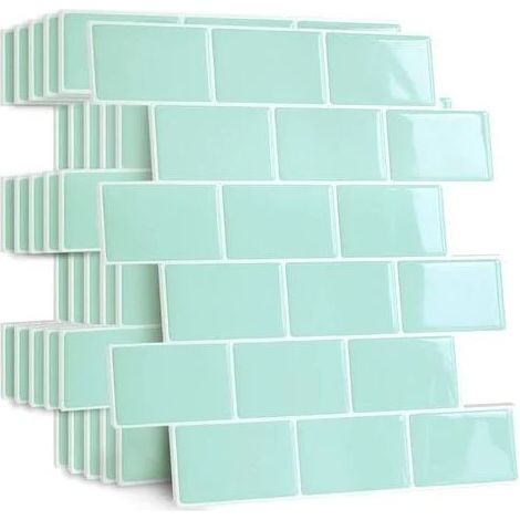Adhesive Splashback - 30.5 X 30.5 Cm - Waterproof Pvc Wall Tile For Kitchen And Bathroom - Self Adhesive - Pack Of 10 (1/5)