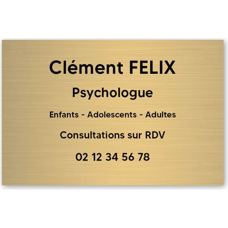 Plaque professionnelle personnalisée en PVC pour psychologue, sophrologue - 1 à 5 lignes de texte - Format 30 x 20 cm (1/3)