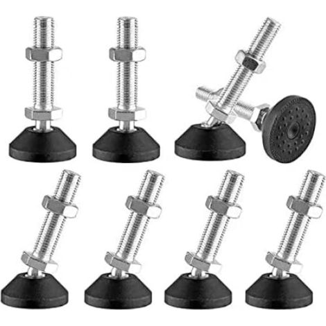 Lot de 8 pieds de meuble réglables, 40 mm, noir et argenté, capacité 400 kg, patins de table et de canapé (1/5)