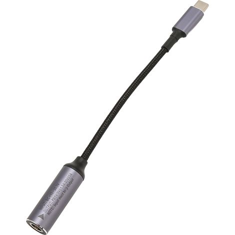 Câble CC vers USB-C 6,5 mm x 1,4 mm, 100 W, entrée femelle vers sortie mâle, en nylon, pour tablette, téléphone et PC. (1/5)