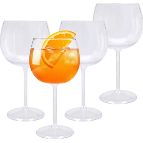 Mehrweg Kunststoff Gin Tonic Glas 570 ml kratzfest - 4er Set - Camping Cocktailglas wiederverwendbar