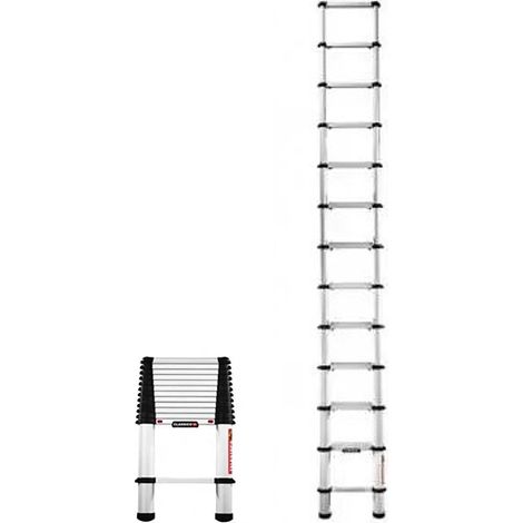 Echelle télescopique 12 marches - Longueur 3.80m - Longueur pliée 0.84m - Largeur 0.51m - TEL-60238G (1/3)