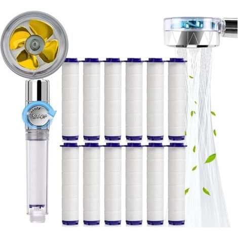 Douchette, Pommeau de Douche Anti Calcaire Economie Deau, Pommeau de Douche Helice Haute Pression Filtre à Trois Niveaux Système de Filtrage avec Filtre 12 Coton PP Remplaçable (1/5)