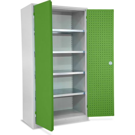 STIER Werkstattschrank 1940 x 1000 x 600 mm Hellgrau Grün (1/4)