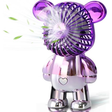 Ventilateur de table portable en forme d'ours, mini silencieux à trois vitesses, alimenté par USB et électroplaqué. (1/5)