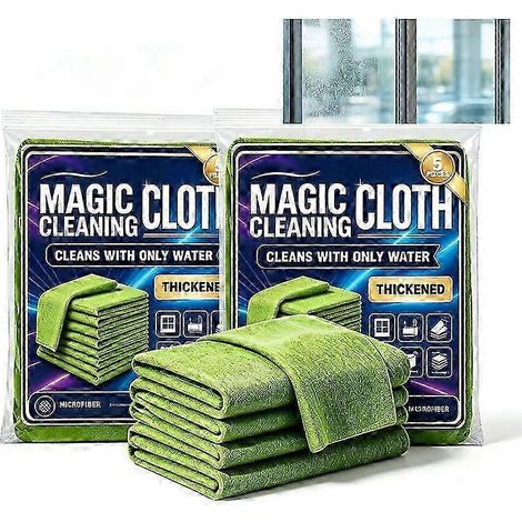 Confezione da 5 panni magici per la pulizia, panni in microfibra riutilizzabili 40x30 cm, panni senza pelucchi per finestre e specchi, ideali per casa e auto. (1/5)