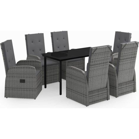 Maison Exclusive - Set da Pranzo da Giardino 7 pz con Cuscini Grigio (1/5)