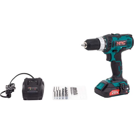 Tournevis sans fil, tournevis sans fil 20V, 2 vitesses, éclairage LED, 25 + 1 niveaux de couple, 35Nm, Li-Ion, incl.1x batterie 2.0Ah, jeu de perceuses et vis, chargeur avec indicateur (1/5)