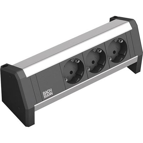 [NEUWERTIG] B-Ware Bachmann 902.0048 Steckdosenleiste ohne Schalter Aluminium Schwarz Schutzkontakt (1/2)