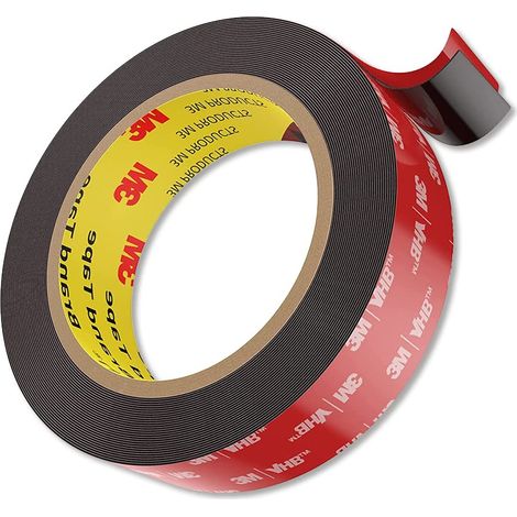 Nastro biadesivo, 1 rotolo. Nastro biadesivo 3M estremamente resistente, impermeabile e resistente alle altissime temperature, ideale per auto, casa e ufficio (20 mm x 3 m). (1/5)
