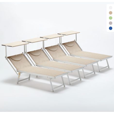 4 Lettini spiaggia mare professionali in alluminio Italia - Beige (1/5)