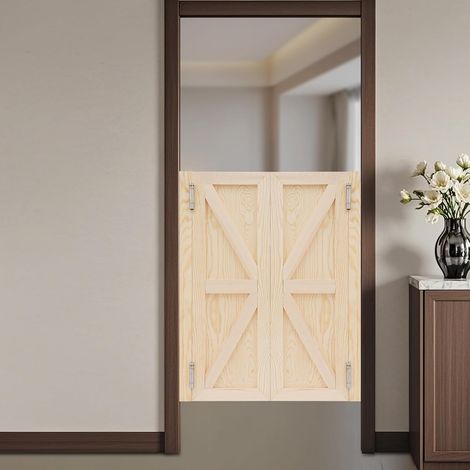 Ensemble de portes battantes en bois massif - Cloison de séparation - Portes de salon occidentales - Pour véranda - Moderne - Double paroi de séparation - 70 x 3,5 x 90 cm (1/5)