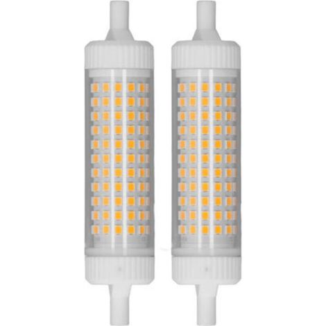 Ampoule LED R7S 118 mm 15 W à intensité variable, 154 LED à double extrémité, lumière blanche chaude, 220 V, convient à l'éclairage domestique et publicitaire. (1/4)