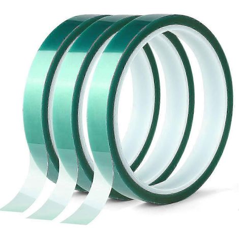 3 rouleaux de ruban adhésif en polyester vert avec revêtement en poudre pour animaux de compagnie, idéal pour la peinture Aquaforge (15 mm x 33 m) (1/5)