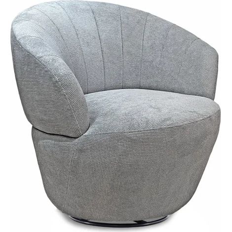 Fauteuil rond pivotant 360° tissu chenille doux gris – COROLLA