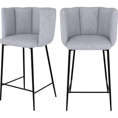 Set de 2 sillas para isla de cocina en tela gris claro 67 cm - Rosy