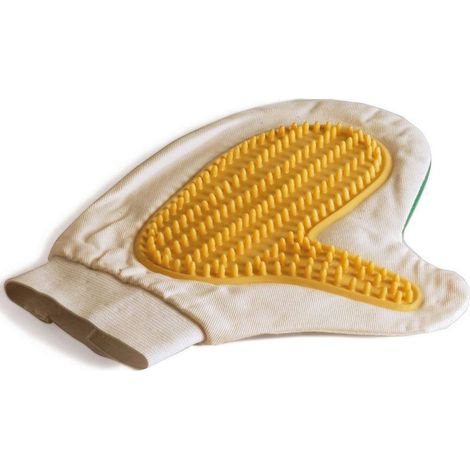 Gants en tissu pour le toilettage des chats et des chiens, avec paumes en latex, longueur 24 cm.