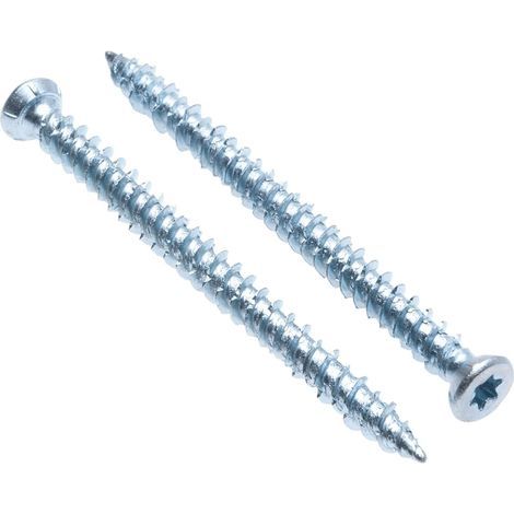 Vis Pour Cadre en Béton Tête et Filetage Autotaraudeur en Acier Trempé Zingué Concrete Screws (Lot de 100) Taille 7.5mm x 92 mm (1/5)