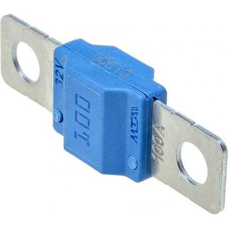Fusible à lame 100A – Tension 32V – Capacité d'interruption 2000A – Matériau PA66-GF25 – Pour environnements jusqu'à 125°C – MTA