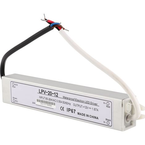 Alimentation étanche BERM, transformateur de commande en alliage d'aluminium LPV-20-12, 20 W, 12 V CC (1/5)